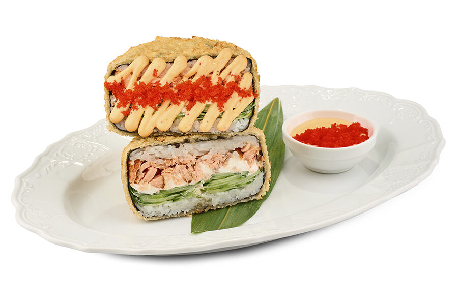 Суши бургер запечённый лосось от Roll Club